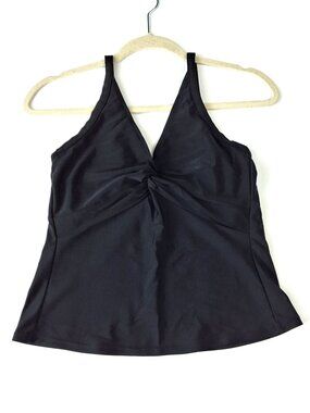 Bikini Bay Womens Sz 34 (S) Tankini Top Swimwear Black V-Neckline Twist Front